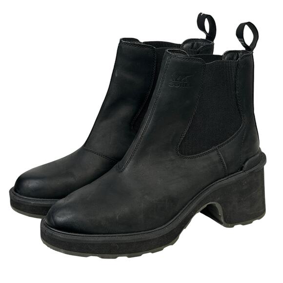 Sorel Women's Hi-Line Chelsea Boots 10 Platform Heeled Waterproof Black Platform - Picture 1 of 11